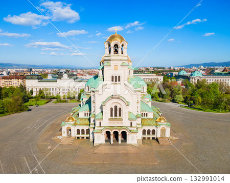 St. Alexander Nevsky Cathedral aerial panoramic view, Sofia 132991014