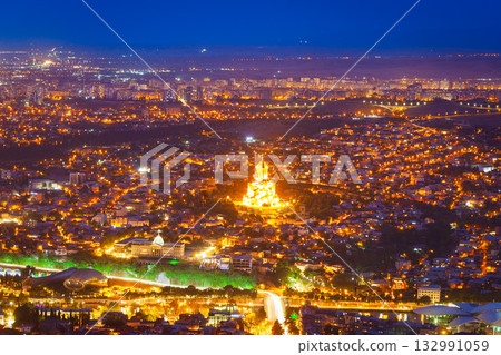 Tbilisi old town aerial panoramic view 132991059