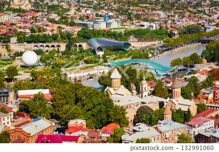 Tbilisi old town aerial panoramic view 132991060