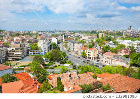 Plovdiv city centre aerial panoramic view in Bulgaria 132991090