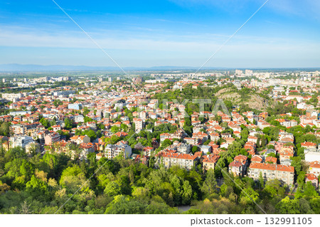 Plovdiv city centre aerial panoramic view in Bulgaria 132991105