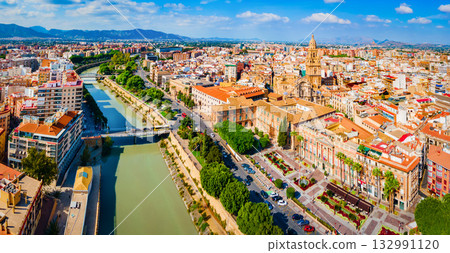 Murcia city aerial panoramic view in Spain Murcia city aerial panoramic view in Spain 132991120