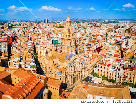 Saint Mary Cathedral aerial panoramic view in Murcia Saint Mary Cathedral aerial panoramic view in Murcia 132991121