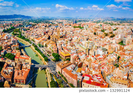 Murcia city aerial panoramic view in Spain Murcia city aerial panoramic view in Spain 132991124