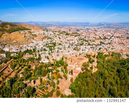 The Alhambra aerial panoramic view in Granada, Spain 132991147