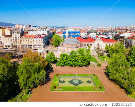 Banya Bashi Mosque, Central Sofia Market aerial view 132991155