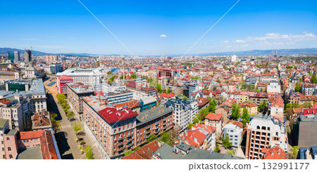 Sofia city centre aerial panoramic view in Bulgaria Sofia city centre aerial panoramic view in Bulgaria 132991177