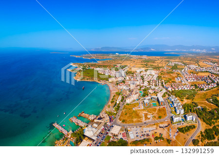 Didim city beach aerial panoramic view in Turkey Didim city beach aerial panoramic view in Turkey 132991259