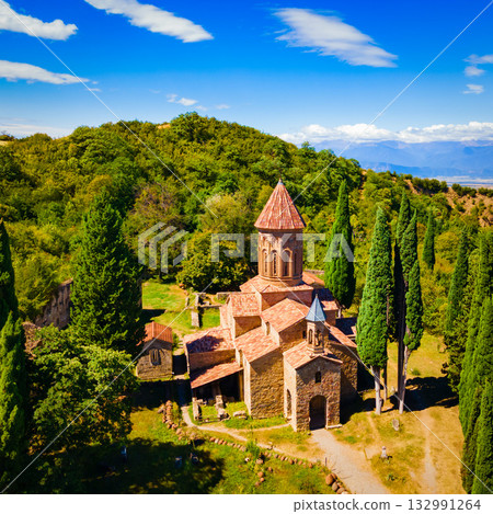 Ikalto Monastery aerial panoramic view, Georgia 132991264