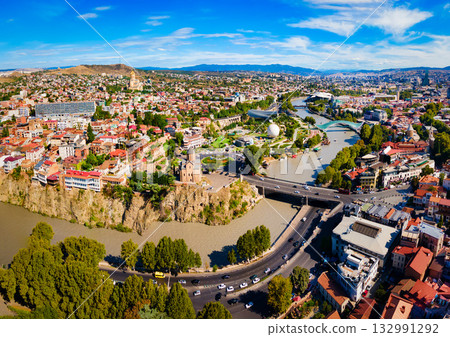 Tbilisi old town aerial panoramic view 132991292