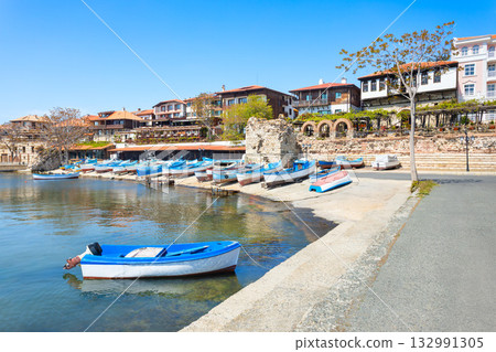Boats at Nesebar or Nessebar city port, Bulgaria Boats at Nesebar or Nessebar city port, Bulgaria 132991305