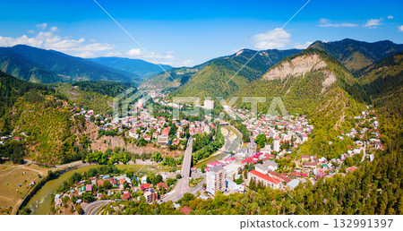 Borjomi town aerial panoramic view, Georgia Borjomi town aerial panoramic view, Georgia 132991397