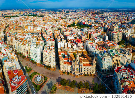 Valencia city aerial panoramic view in Spain Valencia city aerial panoramic view in Spain 132991430