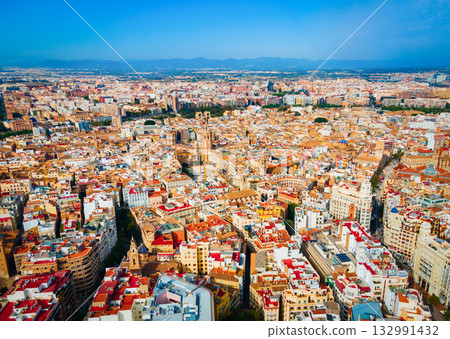Valencia city aerial panoramic view in Spain 132991432