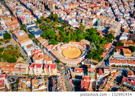 Fuengirola city center aerial panoramic view in Spain 132991434
