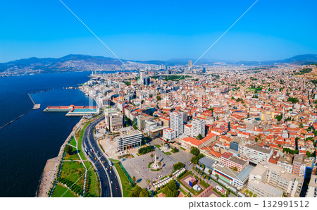 Izmir Clock Tower aerial view in Izmir city, Turkey Izmir Clock Tower aerial view in Izmir city, Turkey 132991512