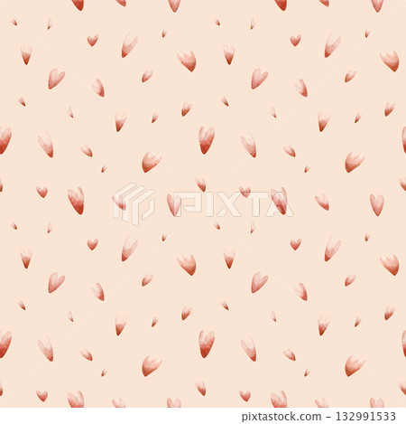 Cute little red hearts seamless pattern. Watercolor hand drawn illustration isolated on light beige background baby nursery kids design holiday print Valentine card home textile fabric wrapping paper Cute little red hearts seamless pattern. Watercolor hand drawn illustration isolated on light beige background baby nursery kids design holiday print Valentine card home textile fabric wrapping paper 132991533