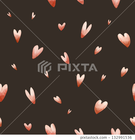 Cute little red hearts seamless pattern. Watercolor hand drawn illustration isolated on dark background for baby nursery kids design holiday print Valentine card home textile fabric wrapping paper Cute little red hearts seamless pattern. Watercolor hand drawn illustration isolated on dark background for baby nursery kids design holiday print Valentine card home textile fabric wrapping paper 132991536