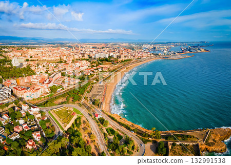 Tarragona city aerial panoramic view in Spain 132991538