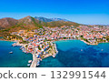 Datca beach and marina aerial panoramic view in Turkey 132991544