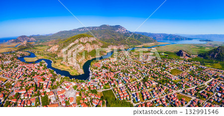 Dalyan aerial panoramic view in Mugla Province, Turkey Dalyan aerial panoramic view in Mugla Province, Turkey 132991546
