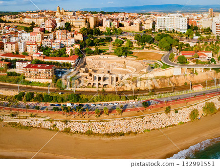 Tarragona Amphitheatre aerial panoramic view, Spain Tarragona Amphitheatre aerial panoramic view, Spain 132991551