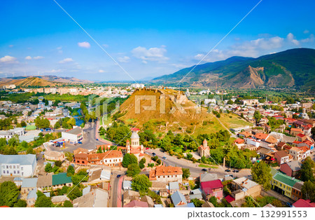 Gori town aerial panoramic view, Georgia 132991553
