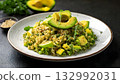 Food for cancer patients, Plate of quinoa and avocado salad with a drizzle of olive oil 132992031