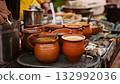 India Street Food, Roadside stall serving piping hot masala chai in clay cups., copy space 132992036