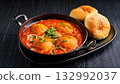 India Street Food, Sizzling tawa with freshly made pav bhaji, served with buttered bread rolls 132992037