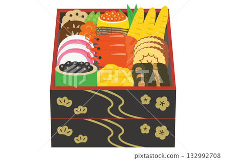 Osechi New Year's food illustration material 132992708