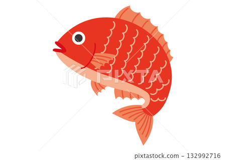 Jumping red sea bream illustration material Jumping red sea bream illustration material 132992716