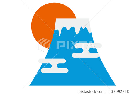 First sunrise of the year, Mt. Fuji, New Year, illustration material 132992718