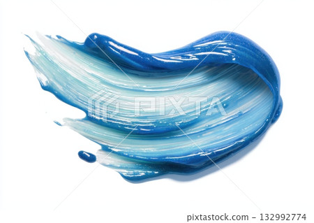 Gel. Blue gel texture with bubbles swoosh swatch sample cosmetics. Cosmetic product close up. Facial jelly serum, cleanser, shower gel or shampoo. Transparent drop isolate on white background. Liquid Gel. Blue gel texture with bubbles swoosh swatch sample cosmetics. Cosmetic product close up. Facial jelly serum, cleanser, shower gel or shampoo. Transparent drop isolate on white background. Liquid 132992774