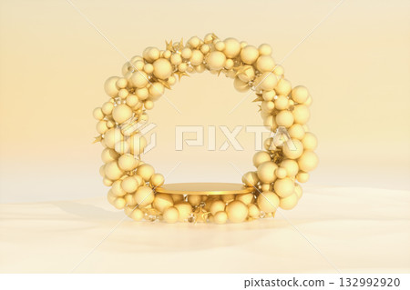 Winter Chrismas background with a podium for product display. 3d rendering Winter Chrismas background with a podium for product display. 3d rendering 132992920