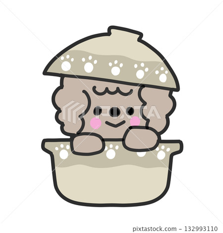 Cute toy poodle in a pot 132993110