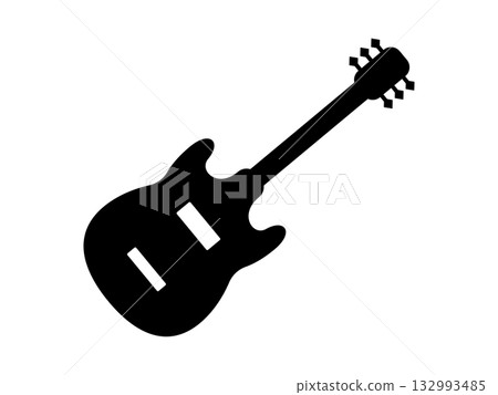 單色電吉他圖標 132993485