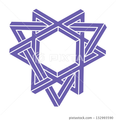 Impossible shapes, optical illusion logo, vector. Optical art objects. Geometric figures. Impossible shapes, optical illusion logo, vector. Optical art objects. Geometric figures. 132993590
