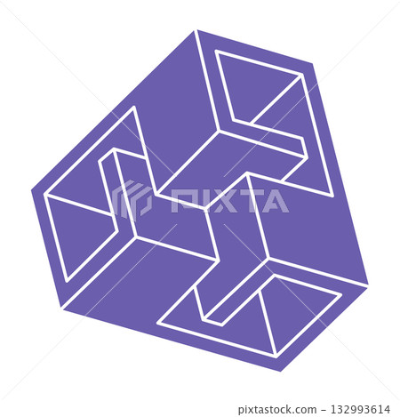 Optical illusion. Impossible shapes vector. Optical art object. Geometric figures. Escher paradox. Optical illusion. Impossible shapes vector. Optical art object. Geometric figures. Escher paradox. 132993614