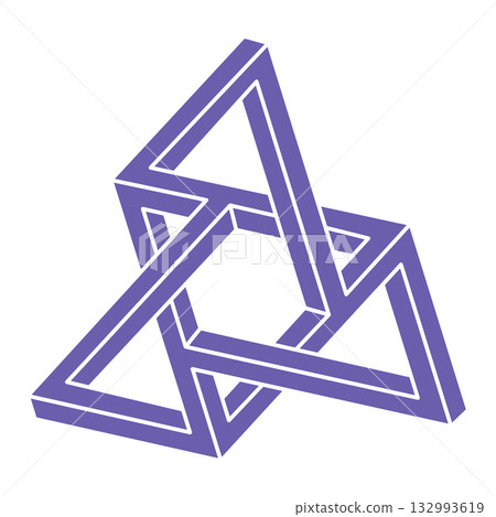 Impossible shapes. Sacred geometry figures. Optical illusion. Abstract eternal geometric object. Impossible endless outline. Optical art. Impossible geometry shape on a white background. Escher style. 132993619