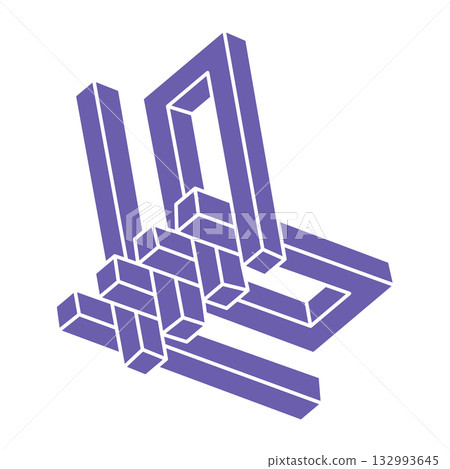 Impossible shapes. Sacred geometry figures. Optical illusion. Abstract eternal geometric object. Impossible endless outline. Line art. Optical art. Impossible geometry shape on a white background. 132993645