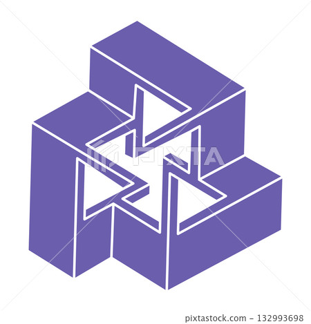 Logo. Impossible shape, optical illusion, vector. Optical art objects. Geometric figures. Line art. Logo. Impossible shape, optical illusion, vector. Optical art objects. Geometric figures. Line art. 132993698