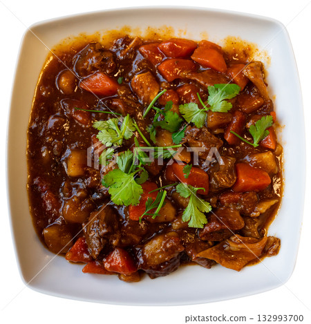 Tasty stewed beef cooked according to Chinese recipe 132993700