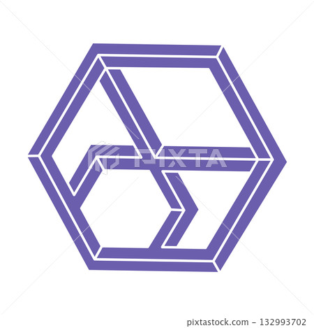 Impossible shapes. Sacred geometry. Optical illusion. Abstract eternal geometric objects. Optical art. Impossible geometry symbol on a white background. Line art. Impossible shapes. Sacred geometry. Optical illusion. Abstract eternal geometric objects. Optical art. Impossible geometry symbol on a white background. Line art. 132993702