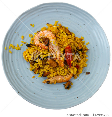Traditional Mediterranean dish - seafood paella Traditional Mediterranean dish - seafood paella 132993709