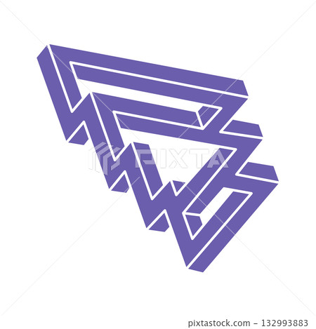 Impossible shapes. Sacred geometry. Optical illusion. Abstract eternal geometric objects. Optical art. Impossible geometry symbol on a white background. Line art. Escher style. 132993883