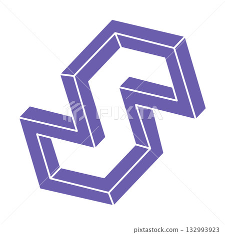 Impossible shapes, optical illusion logo, vector. Optical art objects. Geometric figures. Impossible shapes, optical illusion logo, vector. Optical art objects. Geometric figures. 132993923