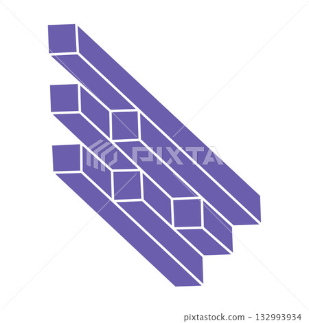 Impossible shape. Sacred geometry figures. Optical illusion. Abstract eternal geometric objects. Impossible endless outline. Optical art. Impossible geometry shape on a white background. Escher style. 132993934