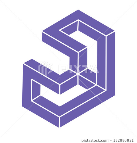 Logo. Impossible shape, optical illusion, vector. Optical art objects. Geometric figures. Line art. Logo. Impossible shape, optical illusion, vector. Optical art objects. Geometric figures. Line art. 132993951