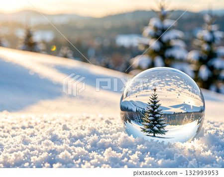 被困在玻璃球中的雪景 132993953